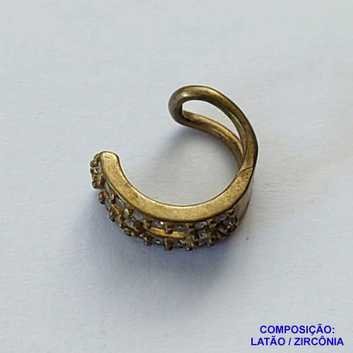 BRINCO NO BRUTO PARA BANHO (CX25) - EAR CUFF COM ZIRCÔNIAS CRISTAIS - TAMANHO 5X11MM (VENDIDO POR UNIDADE) - PESO 1,3GR - COMPOSIÇÃO: LATÃO / ZIRCÔNIA - BRU12846