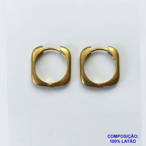 BRINCO NO BRUTO PRONTO PARA O BANHO (CX25) - BRINCO ARGOLA QUADRADA 11MM - ARGOLINHA DE PRESSÃO - PESO: 2,2GR - COMPOSIÇÃO: 100% LATÃO - BRU12852