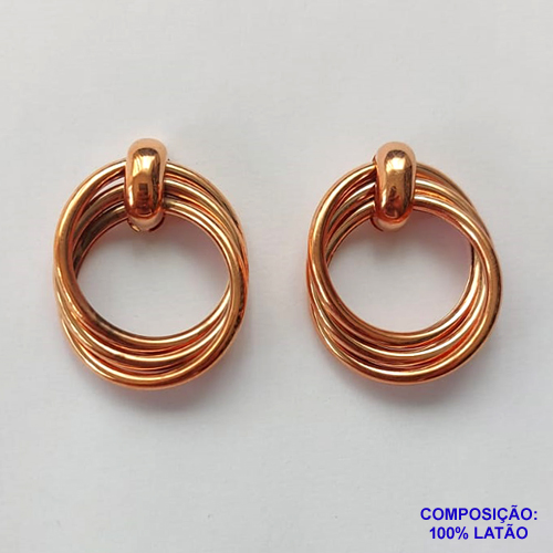 BRINCO NO BRUTO PRONTO PARA O BANHO - BRINCO DE PINO COM 3 ARGOLAS LISAS - COMPOSIÇÃO: 100% LATÃO - TAMANHO 35MM - PESO TOTAL 8,4GR - BRU12868