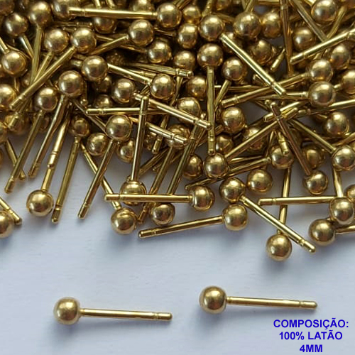 ACESSÓRIO BRINCO NO BRUTO PRONTO PARA O BANHO - BRINCO DE PINO - TAMANHO 4MM - PESO TOTAL 0,5GR - BRU0002273