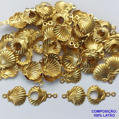 ACESSÓRIO NO BRUTO PRONTO PARA O BANHO (CX28) - ACESSÓRIO CONCHA DUPLA 17MM PARA PÉROLA 6MM (E2515) - PESO: 0,8GR - COMPOSIÇÃO: 100% LATÃO - BRU0002279