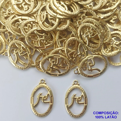 ACESSÓRIO NO BRUTO PRONTO PARA O BANHO (CX28)- (3478) ACESSÓRIO OVAL FÉ 14X20MM - PESO: 0,8GR - COMPOSIÇÃO: 100% LATÃO - BRU0002286