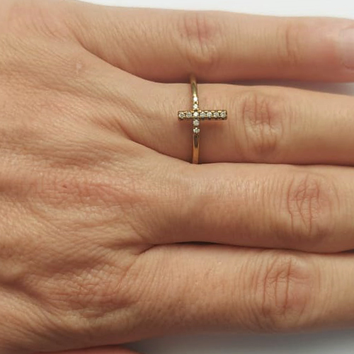 ANEL NO BRUTO PRONTO PARA O BANHO (CX35)- ANEL CRUCIFIXO CRAVEJADO EM MICROS ZIRCÔNIAS - PESO MEDIO 1,6GR - COMPOSIÇÃO: LATÃO / ZIRCÔNIA - ANEL000378