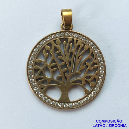 PINGENTE NO BRUTO PRONTO PARA O BANHO (CX41) - PINGENTE ÁRVORE DA VIDA VAZADO CRAVEJADO EM MICRO ZIRCÔNIAS 19MM - PESO TOTAL 1,9GR - COMPOSIÇÃO: LATÃO / ZIRCÔNIA - BRU0002293