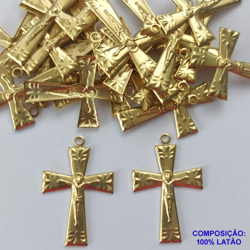 ACESSÓRIO NO BRUTO PRONTO PARA O BANHO (CX28) (E1389) - ACESSÓRIO CRUCIFIXO 30MM (E1389) -  PESO TOTAL 1GR - COMPOSIÇÃO: 100% LATÃO - BRU0002306
