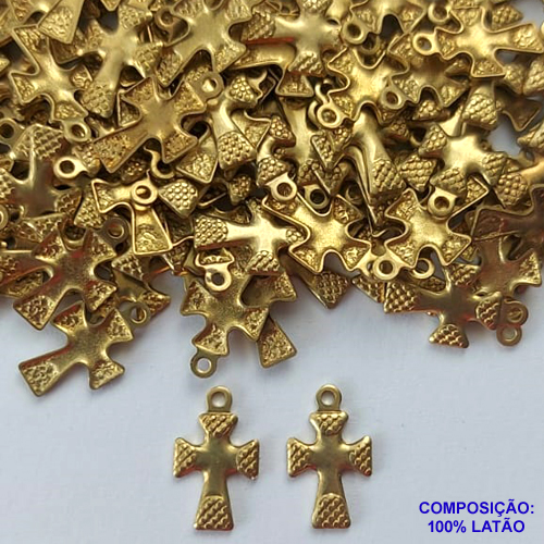 ACESSÓRIO NO BRUTO PRONTO PARA O BANHO (CX28)- ACESSÓRIO CRUCIFIXO 13MM (E2493) -  PESO TOTAL 0,1GR - COMPOSIÇÃO: 100% LATÃO - BRU0002307