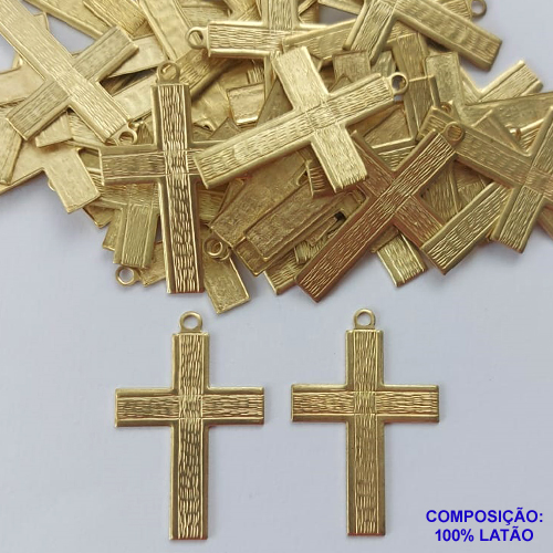 ACESSÓRIO NO BRUTO PRONTO PARA O BANHO (CX28) - ACESSÓRIO CRUCIFIXO 35MM (E1795) -  PESO TOTAL 1,3GR - COMPOSIÇÃO: 100% LATÃO - BRU0002309