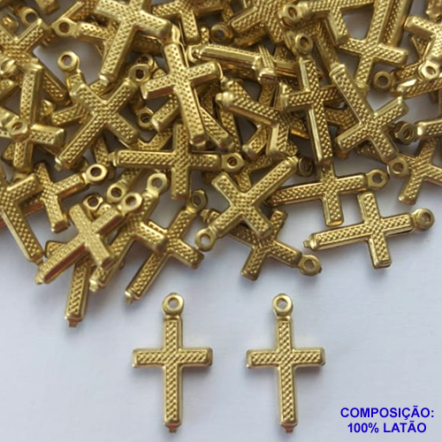 ACESSÓRIO NO BRUTO PRONTO PARA O BANHO (CX28) - ACESSÓRIO CRUCIFIXO 16MM (E2133) -  PESO TOTAL 0,4GR - COMPOSIÇÃO: 100% LATÃO - BRU0002312