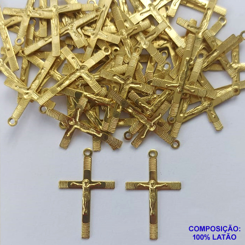 ACESSÓRIO NO BRUTO PRONTO PARA O BANHO -(CX.28) ACESSÓRIO CRUCIFIXO 25MM (E2667) -  PESO TOTAL 0,5GR - COMPOSIÇÃO: 100% LATÃO - BRU0002313