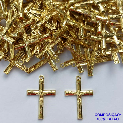 ACESSÓRIO NO BRUTO PRONTO PARA O BANHO (CX29) - ACESSÓRIO CRUCIFIXO 22MM (2133) -  PESO TOTAL 0,5GR - COMPOSIÇÃO: 100% LATÃO - BRU0002314