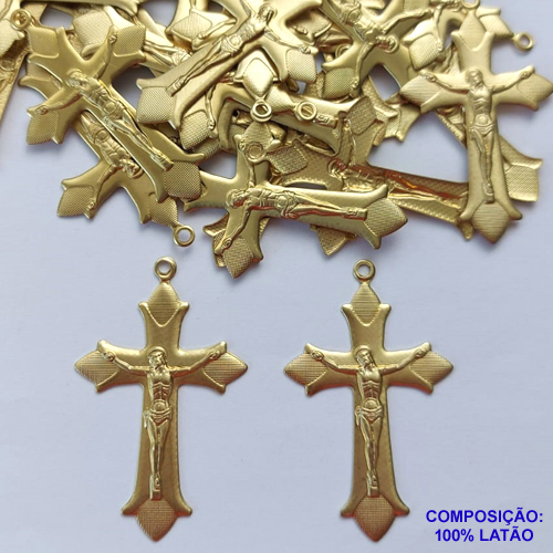ACESSÓRIO NO BRUTO PRONTO PARA O BANHO (CX29) - ACESSÓRIO CRUCIFIXO 40MM (605) -  PESO TOTAL 2,8GR - COMPOSIÇÃO: 100% LATÃO - BRU0002316