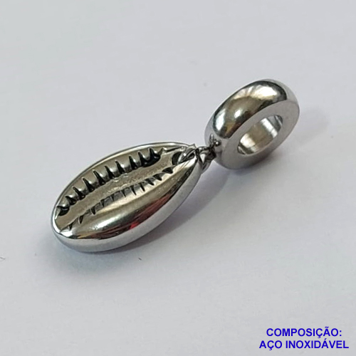 BERLOQUE EM AÇO INOXIDÁVEL (CX27) - BERLOQUE PARA PULSEIRAS TIPO PANDORA - CONCHA 13MM (BQ002096) - COMPOSIÇÃO 100% AÇO INOXIDÁVEL - AÇO1076