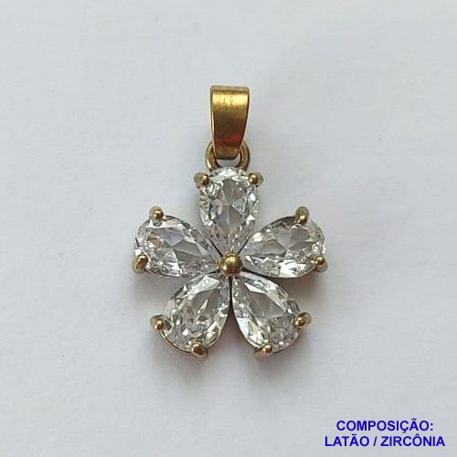 PINGENTE NO BRUTO PARA BANHO (CX29) - PINGENTE FLOR COM ZIRCÔNIAS  - TAMANHO 12MM - PESO 1,4GR - BRU12997