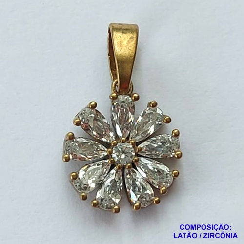 PINGENTE NO BRUTO PARA BANHO(CX29) - PINGENTE FLOR COM ZIRCÔNIAS  - TAMANHO 10MM - PESO 0,8GR - BRU13003