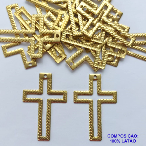 ACESSÓRIO NO BRUTO PRONTO PARA O BANHO (CX29)- ACESSÓRIO CRUCIFIXO VAZADO 50MM (792) -  PESO TOTAL 2,8GR - COMPOSIÇÃO: 100% LATÃO - BRU0002318