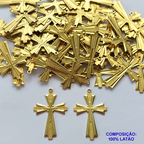 ACESSÓRIO NO BRUTO PRONTO PARA O BANHO (CX29) - ACESSÓRIO CRUCIFIXO 35MM (659) -  PESO TOTAL 2,5GR - COMPOSIÇÃO: 100% LATÃO - BRU0002319