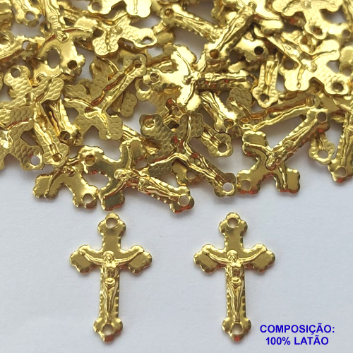 ACESSÓRIO NO BRUTO PRONTO PARA O BANHO (CX29)- ACESSÓRIO CRUCIFIXO COM DOIS FUROS 15MM (2362) -  PESO TOTAL 0,3GR - COMPOSIÇÃO: 100% LATÃO - BRU0002321