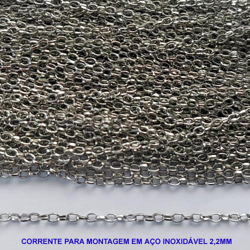 CORRENTE EM AÇO INOXIDÁVEL PRONTO PARA MONTAGEM (AÇO08) - CORRENTE VENDIDA POR METRO - LARGURA 2,2MM - ACO1080