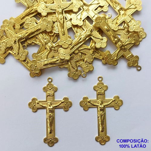 ACESSÓRIO NO BRUTO PRONTO PARA O BANHO (CX36) - ACESSÓRIO CRUCIFIXO 30X48MM (162) - PESO: 2,8GR - COMPOSIÇÃO: 100% LATÃO - BRU0002337