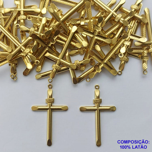 ACESSÓRIO NO BRUTO PRONTO PARA O BANHO (CX37) - ACESSÓRIO CRUCIFIXO 18X31MM (32) - PESO: 0,4GR - COMPOSIÇÃO: 100% LATÃO - BRU0002339
