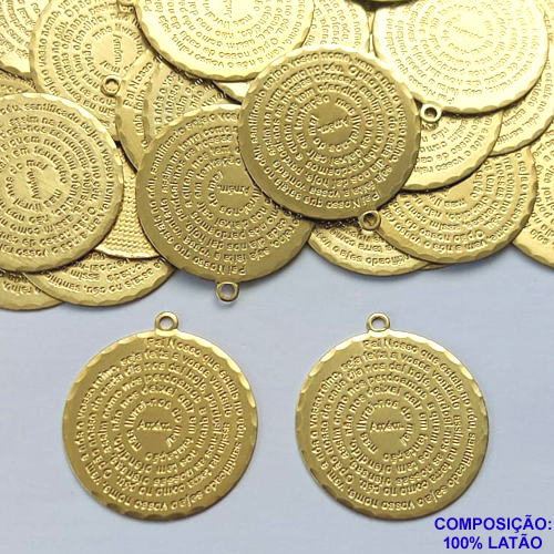 ACESSÓRIO NO BRUTO PRONTO PARA O BANHO (CX35) - ACESSÓRIO REDONDO ORAÇÃO PAI NOSSO 25MM (483) - PESO: 1,7GR - COMPOSIÇÃO: 100% LATÃO - BRU0002366