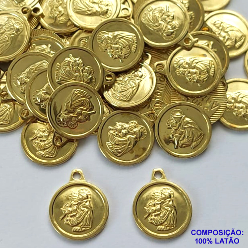 ACESSÓRIO NO BRUTO PRONTO PARA O BANHO (CX37) - ACESSÓRIO MEDALHA SANTO ANTÔNIO 11MM (E2124) - PESO: 0,9GR - COMPOSIÇÃO: 100% LATÃO - BRU0002375