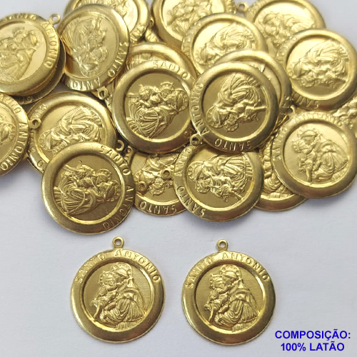 ACESSÓRIO NO BRUTO PRONTO PARA O BANHO (CX37) - ACESSÓRIO MEDALHA SANTO ANTÔNIO 20MM (E2137) - PESO: 1,6GR - COMPOSIÇÃO: 100% LATÃO - BRU0002376