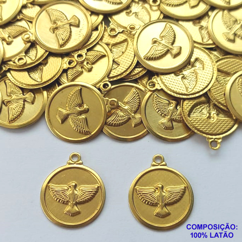 ACESSÓRIO NO BRUTO PRONTO PARA O BANHO (CX37) - ACESSÓRIO PINGENTE ESPÍRITO SANTO 15MM (1368) - PESO: 0,7GR - COMPOSIÇÃO: 100% LATÃO - BRU0002387