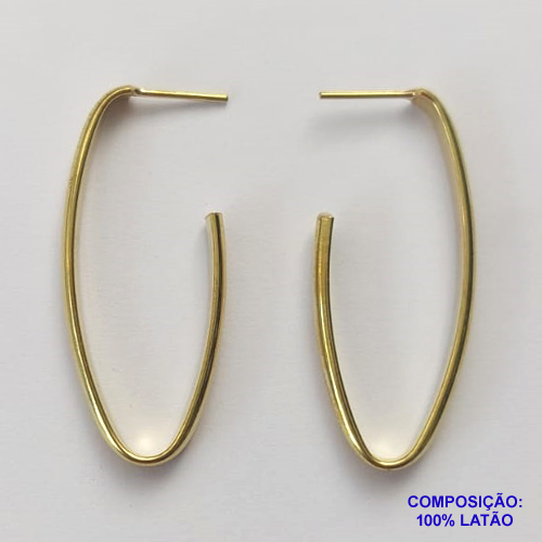 BRINCO NO BRUTO PRONTO PARA O BANHO(SUZI) - BRINCO DE ARGOLA OVAL COMPRIDO (BR194) - TAMANHO 43MM - LARGURA 2.4MM - PESO TOTAL 6,4GR - BRU13032
