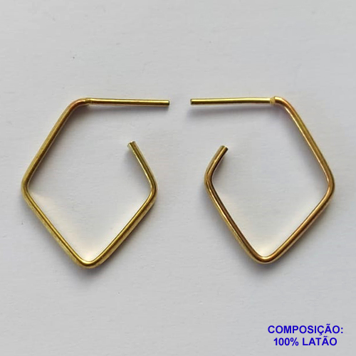 BRINCO NO BRUTO PRONTO PARA O BANHO(SUZI) - BRINCO DE ARGOLA LOSANGO (BR036) - TAMANHO 22MM - LARGURA 1MM - PESO TOTAL 1,8GR - BRU13035