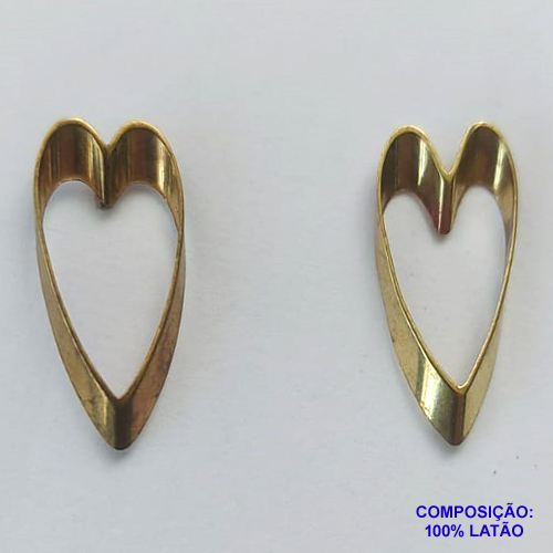 BRINCO NO BRUTO PRONTO PARA O BANHO(SUZI) - BRINCO DE PINO CORAÇÃO (BR557) - TAMANHO 22MM - PESO TOTAL 1,2GR - BRU13049