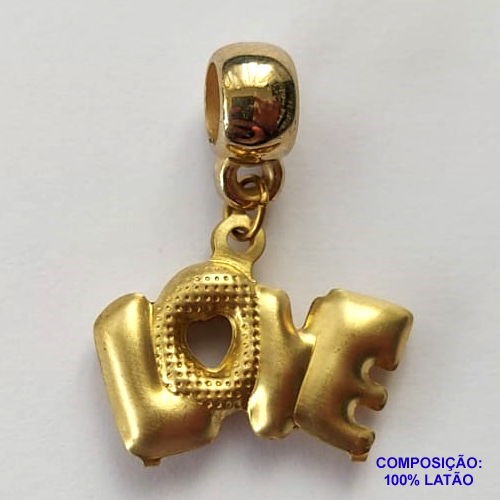 ACESSÓRIO NO BRUTO PRONTO PARA O BANHO (CX37) - BERLOQUE PALAVRA LOVE DUPLA 13X21MM (E1131) - PESO: 1,4GR - COMPOSIÇÃO: LATÃO E PENDENTE EM ABS - BRU0002390