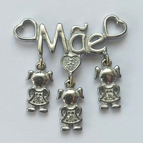 ACESSÓRIO NO BRUTO PRONTO PARA O BANHO (MAD) -(CX40) PINGENTE MÃE COM 3 MENINAS - TAMANHO 24MM - PESO 2GR - BRU0002396