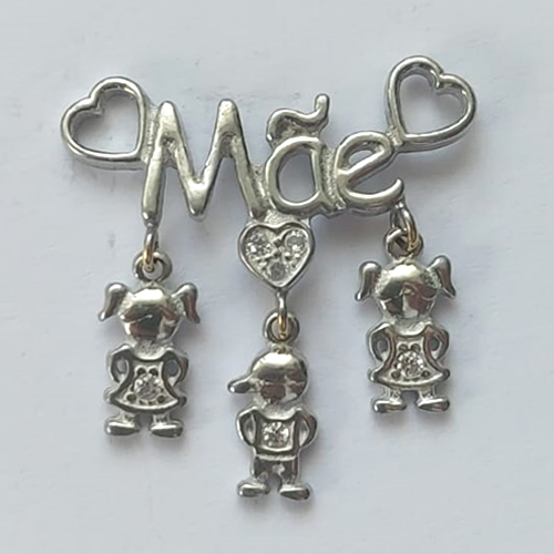 ACESSÓRIO NO BRUTO PRONTO PARA O BANHO(CX40) (MAD) - PINGENTE MÃE COM 2 MENINAS E 1 MENINO - TAMANHO 24MM - PESO 2GR - BRU0002398