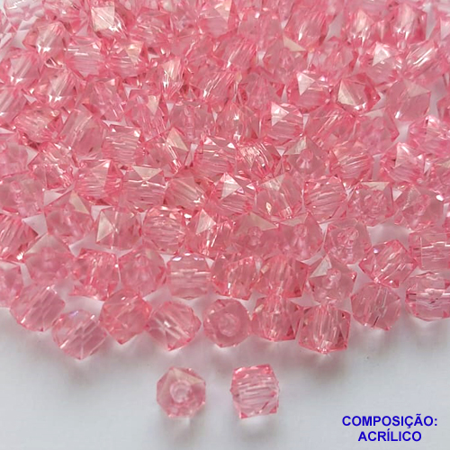 ACESSÓRIO NO BRUTO PRONTO PARA O BANHO(CX65) - CUBINHO EM ACRÍLICO ROSA 8MM COM FURO PASSANTE  - PESO 0,4GR - BRU0002405
