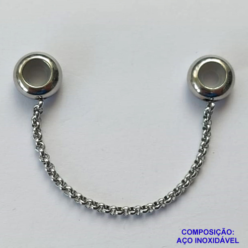 BERLOQUE EM AÇO INOXIDÁVEL(CX42) - BERLOQUE PARA PULSEIRAS TIPO PANDORA - CORRENTE DE SEGURANÇA 6CM (BQ002188) - COMPOSIÇÃO 100% AÇO INOXIDÁVEL - AÇO1111