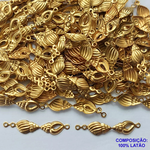 ACESSÓRIO NO BRUTO PRONTO PARA O BANHO(E2466)(CX43) - (E2466) PINGENTE CONCHA DUPLO 13MM - PESO TOTAL 0,2GR - COMPOSIÇÃO: 100% LATÃO - BRU0002451