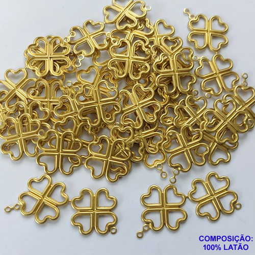 ACESSÓRIO NO BRUTO PRONTO PARA O BANHO(CX43) - (158) TREVO DUPLO VAZADO 24MM - PESO TOTAL 1,6GR - COMPOSIÇÃO: 100% LATÃO - BRU0002466