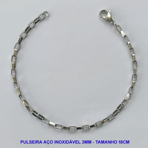 PULSEIRA EM AÇO INOXIDÁVEL - (ACO10) TAMANHO 18CM - LARGURA 3MM - FECHO LAGOSTA - COMPOSIÇÃO: AÇO INOXIDÁVEL -  AÇO1112