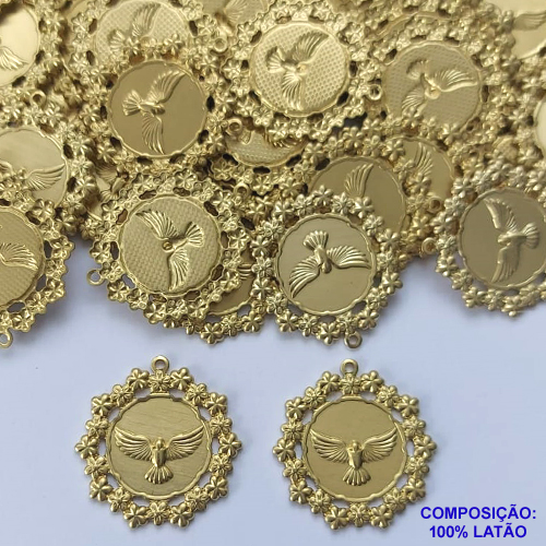 ACESSÓRIO NO BRUTO PRONTO PARA O BANHO (CX48) - (833) PINGENTE ESPÍRITO SANTO 25MM - PESO TOTAL 1,8GR - COMPOSIÇÃO: 100% LATÃO - BRU0002473