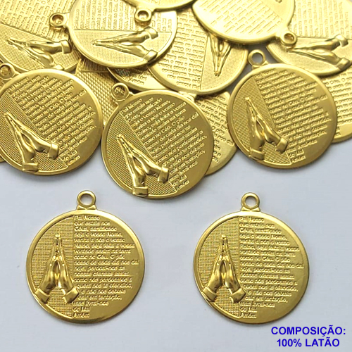 ACESSÓRIO NO BRUTO PRONTO PARA O BANHO - CX.41   (4870) PINGENTE ORAÇÃO PAI NOSSO 25MM - PESO TOTAL 3GR - COMPOSIÇÃO: 100% LATÃO - BRU0002485