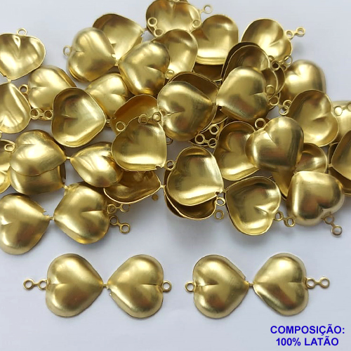 ACESSÓRIO NO BRUTO PRONTO PARA O BANHO(CX66) - (806) PINGENTE CORAÇÃO  DUPLO 16MM - PESO TOTAL 1,7GR - COMPOSIÇÃO: 100% LATÃO - BRU0002491