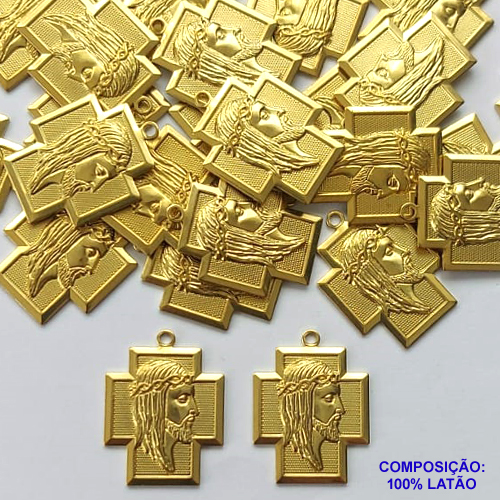 ACESSÓRIO NO BRUTO PRONTO PARA O BANHO(CX44) - (3820) PINGENTE CRUZ COM CRISTO 21MM - PESO TOTAL 1,8GR - COMPOSIÇÃO: 100% LATÃO - BRU0002497
