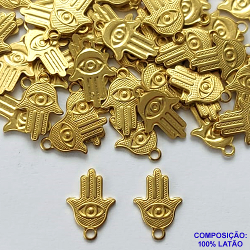 ACESSÓRIO NO BRUTO PRONTO PARA O BANHO (CX40) - (2368) PINGENTE MÃO DE FÁTIMA 10MM - PESO TOTAL 0,2GR - COMPOSIÇÃO: 100% LATÃO - BRU0002516