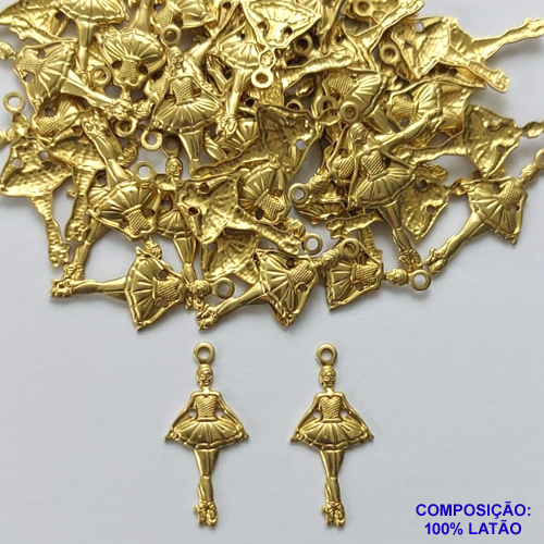 ACESSÓRIO NO BRUTO PRONTO PARA O BANHO (CX40)- (2227) PINGENTE BAILARINA 20MM - PESO TOTAL 0,4GR - COMPOSIÇÃO: 100% LATÃO - BRU0002517