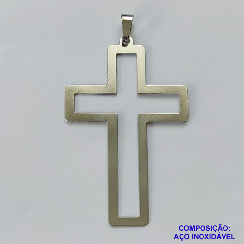 PINGENTE EM AÇO INOXIDÁVEL - PINGENTE CRUCIFIXO VAZADO 28X44MM - COMPOSIÇÃO 100% AÇO INOXIDÁVEL- AÇO1123
