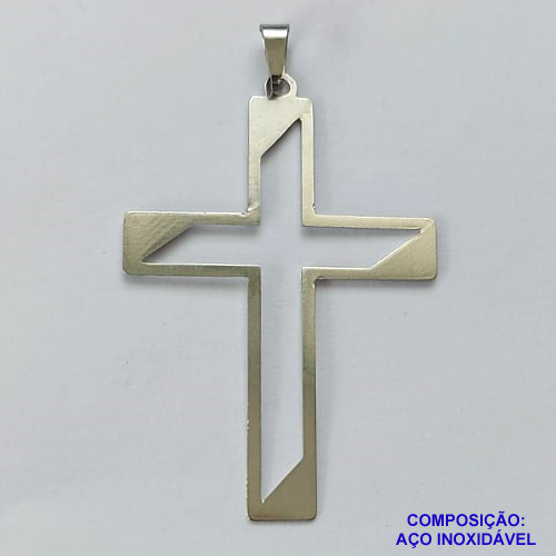 PINGENTE EM AÇO INOXIDÁVEL - PINGENTE CRUCIFIXO VAZADO 31X44MM - COMPOSIÇÃO 100% AÇO INOXIDÁVEL- AÇO1124