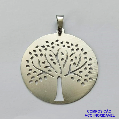 PINGENTE EM AÇO INOXIDÁVEL - PINGENTE ÁRVORE DA VIDA VAZADO 30MM - COMPOSIÇÃO 100% AÇO INOXIDÁVEL- AÇO1126