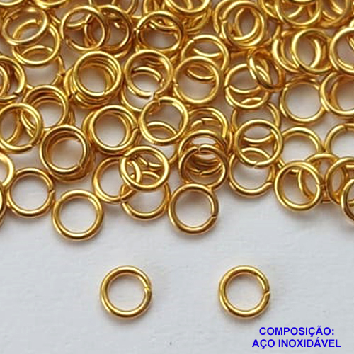 ACESSÓRIO EM AÇO INOXIDÁVEL - ARGOLINHA DOURADA - TAMANHO 7MM - COMPOSIÇÃO 100% AÇO INOXIDÁVEL - AÇO1139