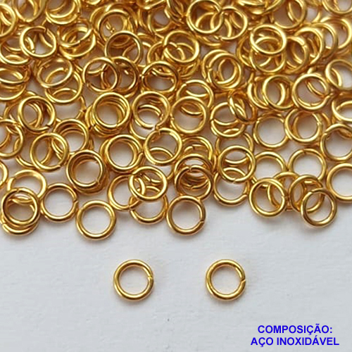 ACESSÓRIO EM AÇO INOXIDÁVEL - ARGOLINHA DOURADA - TAMANHO 5MM - COMPOSIÇÃO 100% AÇO INOXIDÁVEL - AÇO1141